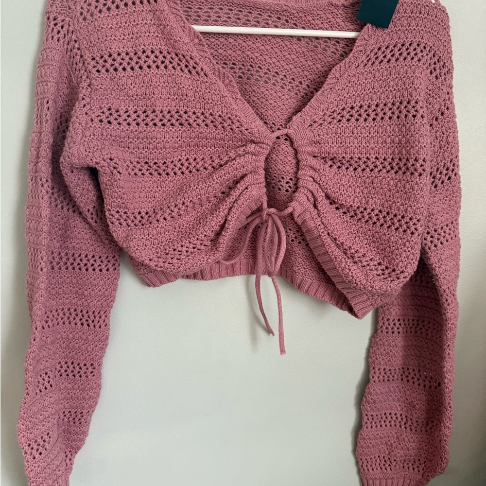 Hollister pink tie sweater